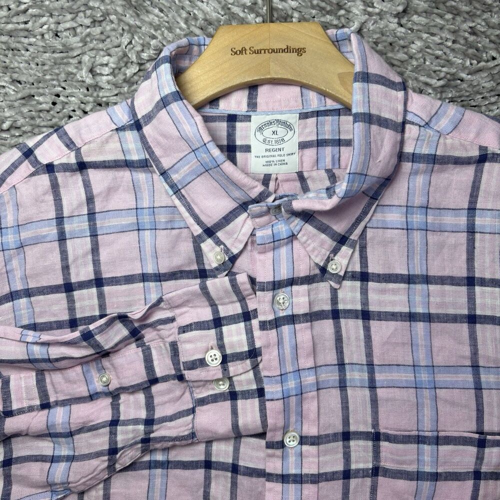 Brooks Brother Regent Shirt Mens XL 100% Irish Linen Baird McNutt Button-Down